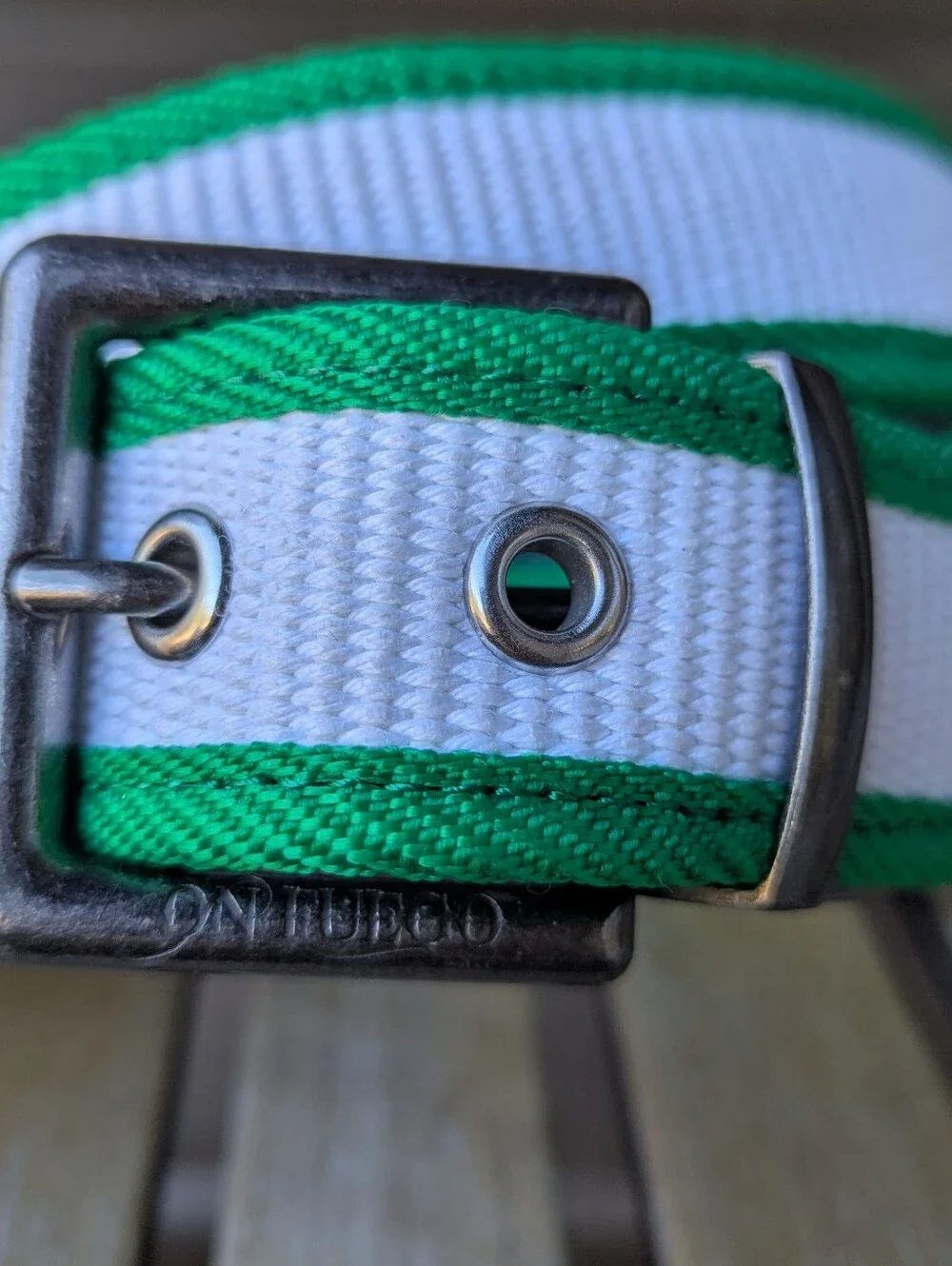On Fuego Reversible Fire Hose Belt by Gallo En Fuego White Green Black Medium